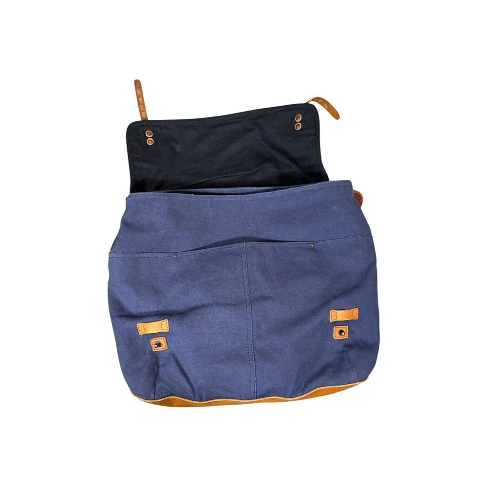 Ideal & Co Heritage Handmade Alcaide Messenger Bag Backpack Navy Canvas Leather